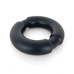 VERS Steel Weighted C Ring in matte black liquid silicone, circular front view