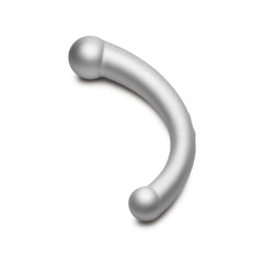 Vibrating Sil G-spot stimulator upright, highlighting smooth silicone curve and rounded ball ends
