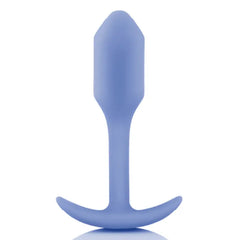 Violet b-Vibe Snug Plug 1 upright view showing tapered tip and anchor base