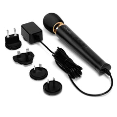 Wand massager with international travel plug adapter set for global compatibility