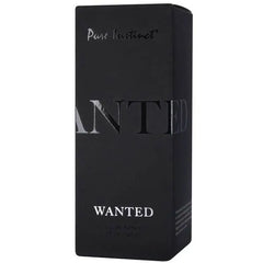 Close-up of Wanted Eau de Parfum matte black box showing embossed silver lettering