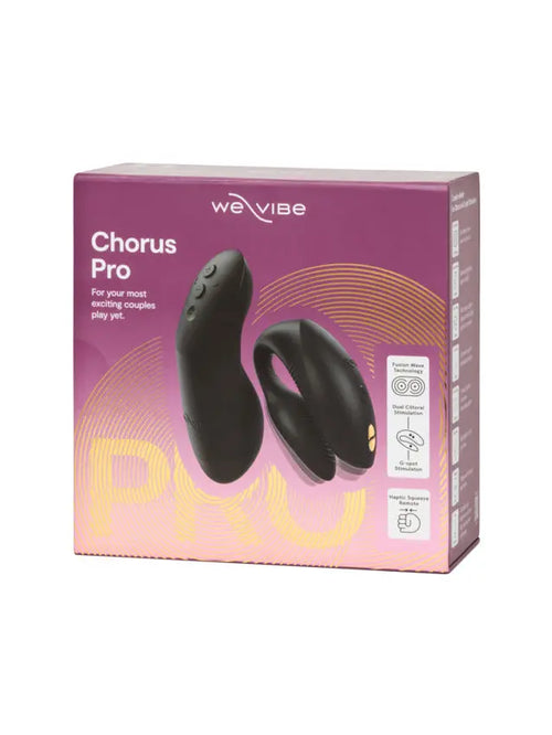 We-Vibe Chorus Pro couples vibrator retail box in black and rose packaging, Satin Black