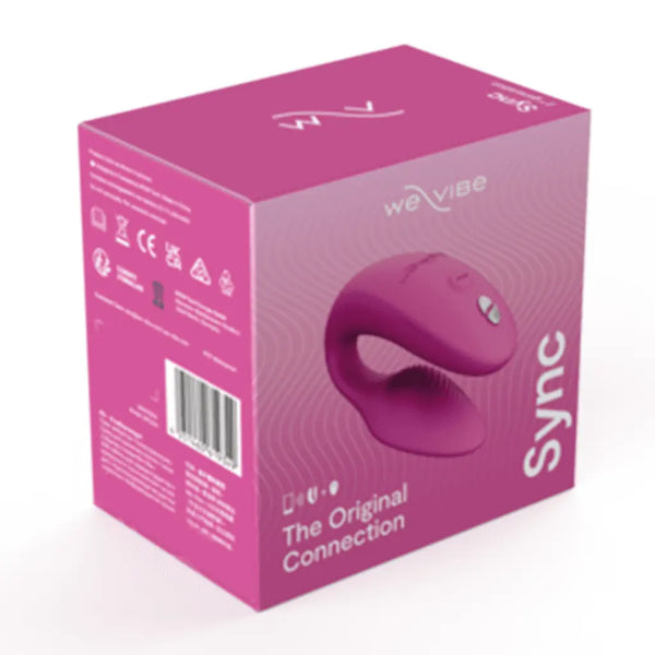 We-Vibe Sync 2 couples vibrator in pink packaging showing product name and connectivity icons