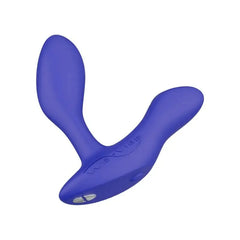 We-Vibe Vector+ blue silicone prostate massager showing dual-arm design and control buttons