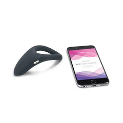 We-Vibe Verge cock ring paired with smartphone displaying the We-Connect app interface