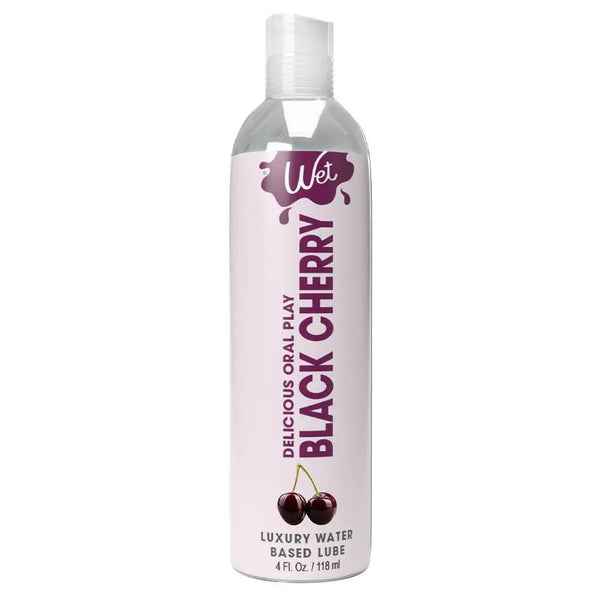 Wet Black Cherry Lubricant 4 fl oz bottle with flip-top cap, water-based formula