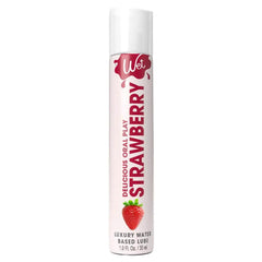 Wet Delicious Strawberry water-based lubricant in a slim 30ml pink pump bottle