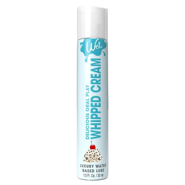 Wet Desserts Whipped Cream flavored water-based lubricant in a slim 30ml bottle
