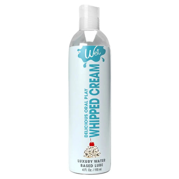 Wet Desserts Whipped Cream Lubricant in a clear 4 fl oz water-based formula bottle