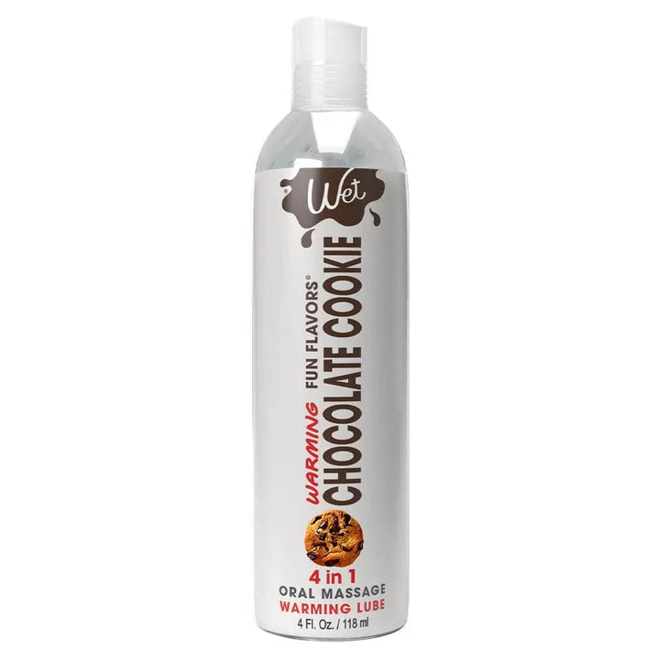 Wet Fun Flavors Chocolate Cookie warming lubricant in a slim 118ml clear bottle