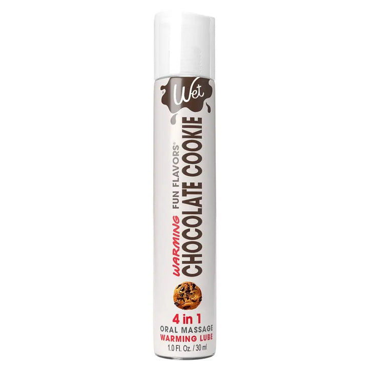 Wet Fun Flavors Chocolate Cookie warming lubricant in a slim 30ml bottle