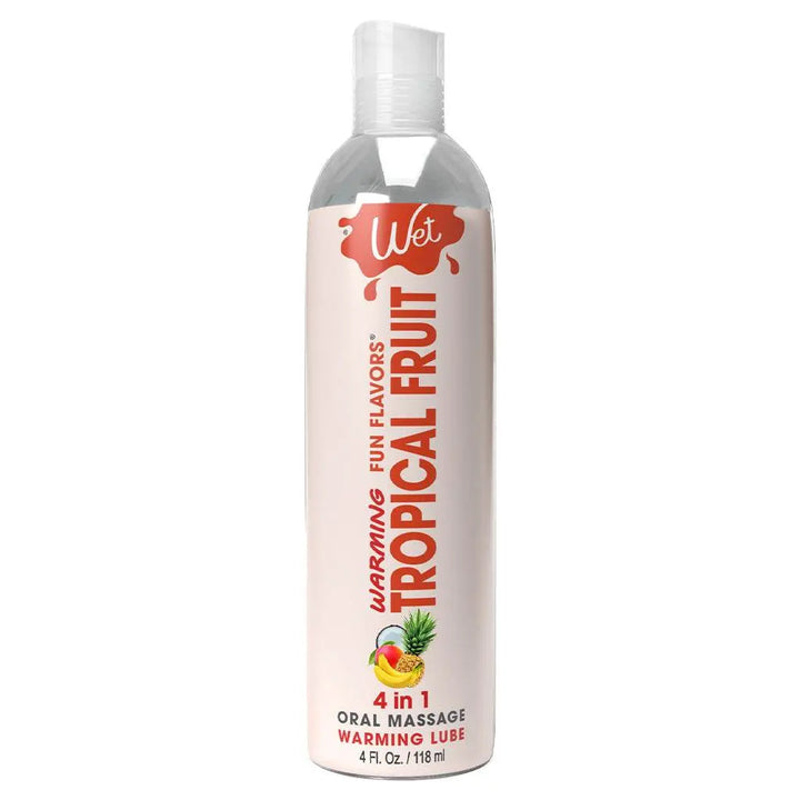 Wet Fun Flavors Tropical Fruit 4-in-1 warming lubricant in a slim 4 fl oz bottle