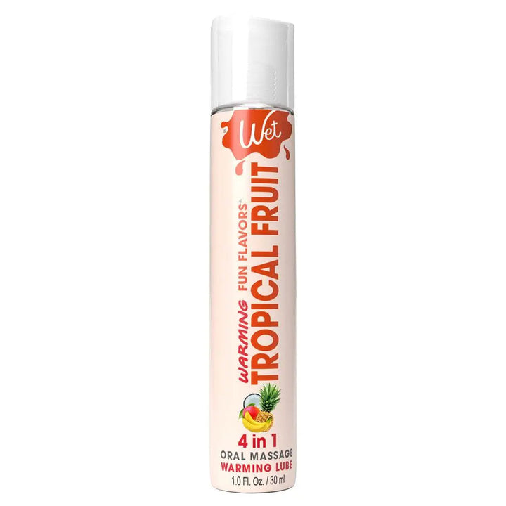 Wet Fun Flavors Tropical Fruit warming lubricant in a slim 30ml squeeze bottle