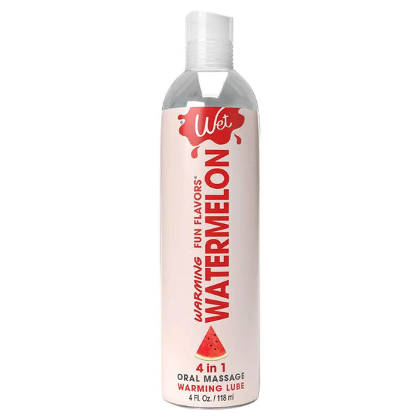 Wet Fun Flavors Watermelon warming lube, 4 oz clear bottle with pink label