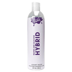 Wet Hybrid Lubricant 8 oz bottle with purple label, water and silicone blended formula
