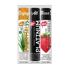 Wet 3-Pack Sampler Luxury Lubricant (Essential95, Platinum, Flavored Lube) - Dreamy Desire