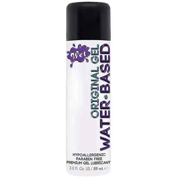 Wet Original Water-Based Gel Lubricant 3 oz bottle with black flip cap, hypoallergenic formula