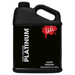 Wet Platinum Silicone Lubricant in a large black one-gallon jug with carry handle