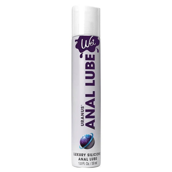 Wet Uranus Anal Lube 30ml slim silicone formula bottle with purple planet logo