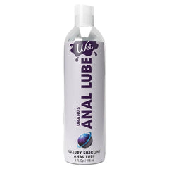 Wet Uranus Anal Lube 4 fl oz silver bottle with flip-top cap, silicone-based formula