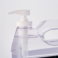 Close-up of white pump dispenser on ID Millennium large-format clear plastic jug