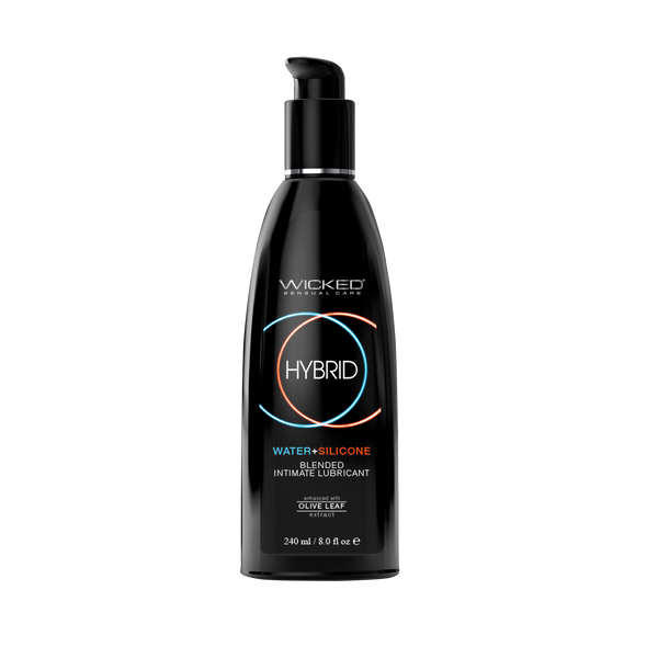 Wicked Hybrid Lube 8oz black pump bottle, water and silicone blend formula