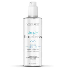 Wicked Simply Timeless Aqua Jelle 4 oz clear pump bottle, water-based gel lubricant