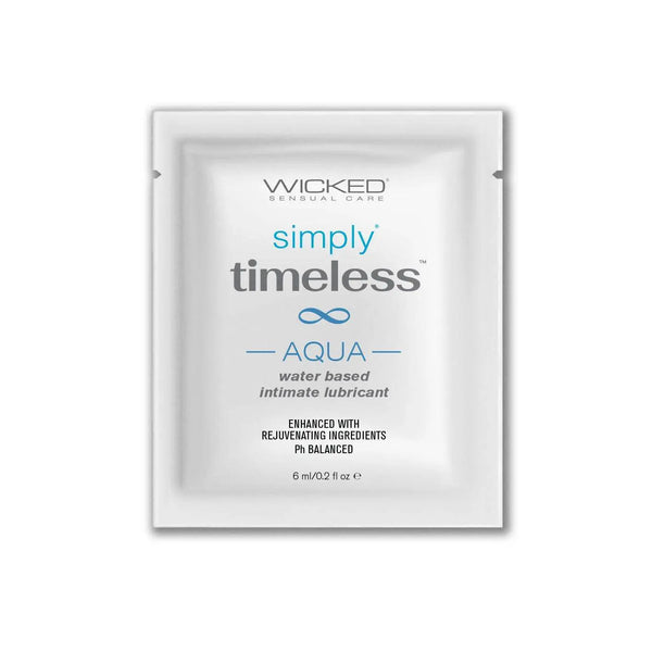 Wicked Simply Timeless Aqua water-based lubricant single-use sachet, 6ml, white packet