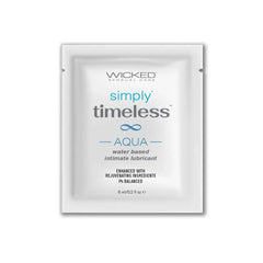 Wicked Simply Timeless Aqua water-based lubricant single-use sachet, 6ml, white packet