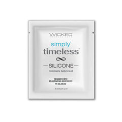 Wicked Simply Timeless Silicone intimate lubricant single-use sachet, 6ml, white foil packet