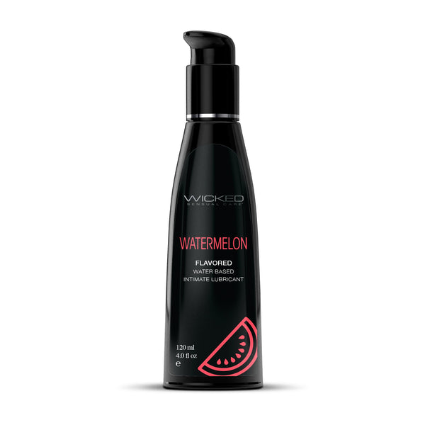 Wicked Watermelon flavoured water-based lubricant front view, 120 ml pump bottle