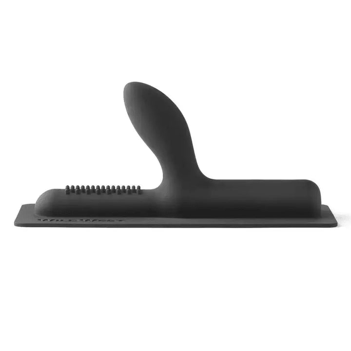 Wild West Attachment by The Cowgirl – matte black silicone dildo on flat base, side profile