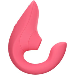 Womanizer Blend vibrator side profile showing curved silicone body and ergonomic dual-arm design