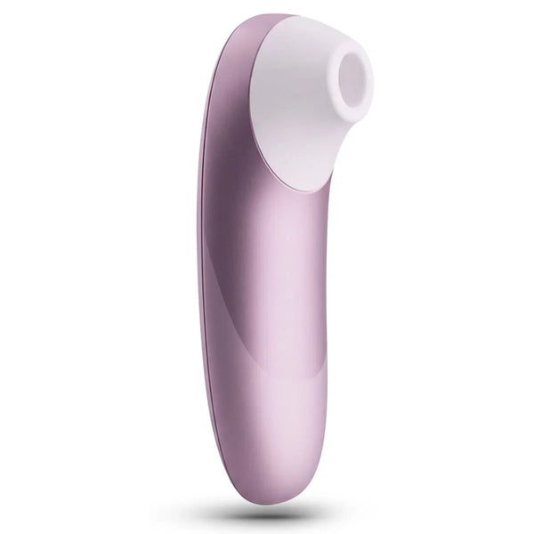 Womanizer Pro clitoral stimulator in lilac with white soft silicone head, upright front view