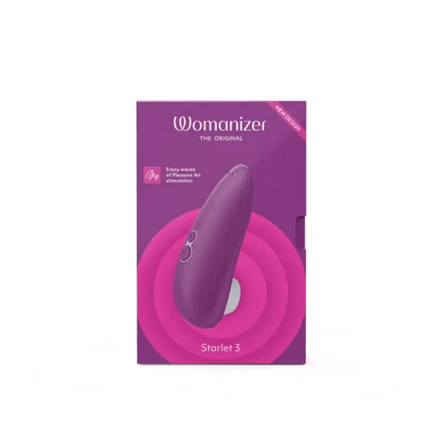 Womanizer Starlet 3 violet clitoral stimulator in purple retail box packaging