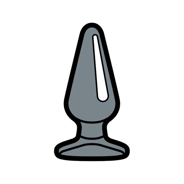 Wood Rocket butt plug enamel pin in grey with tapered silhouette and flared base detail