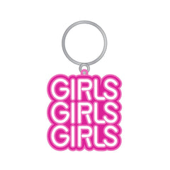 Wood Rocket Girls Girls Girls pink enamel keychain with silver split ring