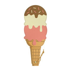 Wood Rocket Ice Cream Cone Paddle in pink, cream, and brown faux leather with sprinkle detail