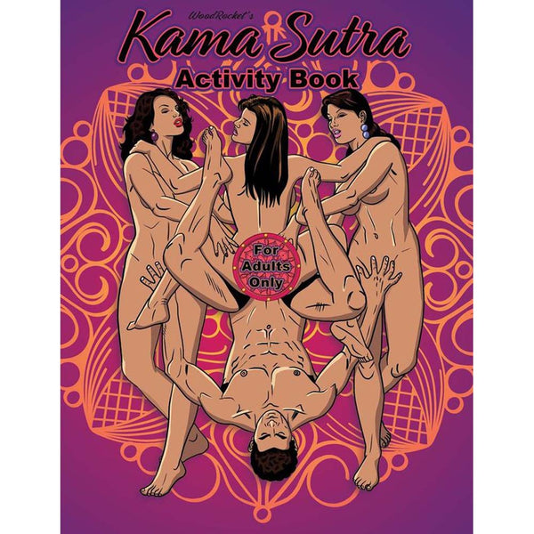 Wood Rocket Kama Sutra Activity Book cover featuring illustrated adult figures on purple background