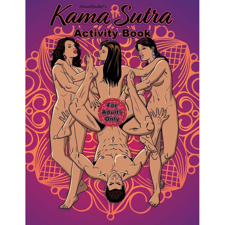 Wood Rocket Kama Sutra Activity Book cover featuring illustrated adult figures on purple background
