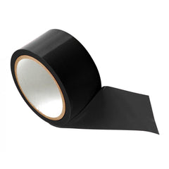 XR LLC Bondage Tape 20m in black, rolled on a cardboard core, smooth matte PVC finish