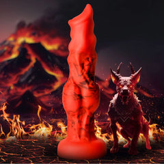 Creature Cocks Fire Hound Silicone Dildo – Small – red silicone fantasy dildo with black swirls