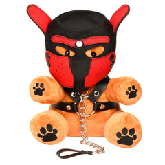 Master Series Pup Bear 9-Inch Teddy with Pup Hood and Harness – brown plush bear in black and red pup hood and harness