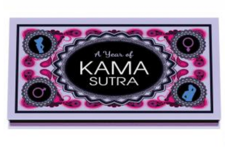 A Year of Kama Sutra game box by Kheper Games, lavender with pink and black decorative design