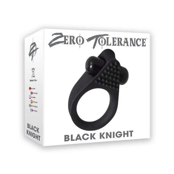 Zero Tolerance Black Knight cock ring retail packaging showing product name and brand logo