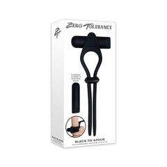 Zero Tolerance Black Tie Affair silicone cock tie with vibrating bullet, shown in retail box