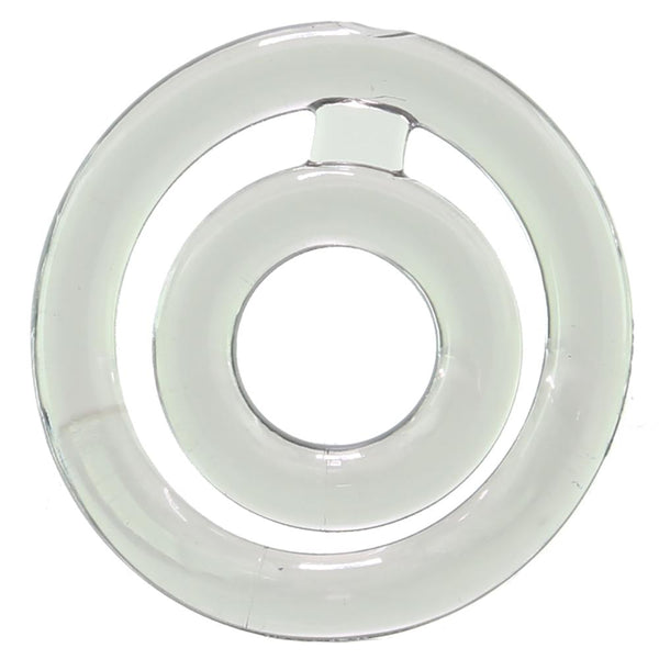 Zero Tolerance Bullseye clear double-loop cock ring, front view showing concentric ring design