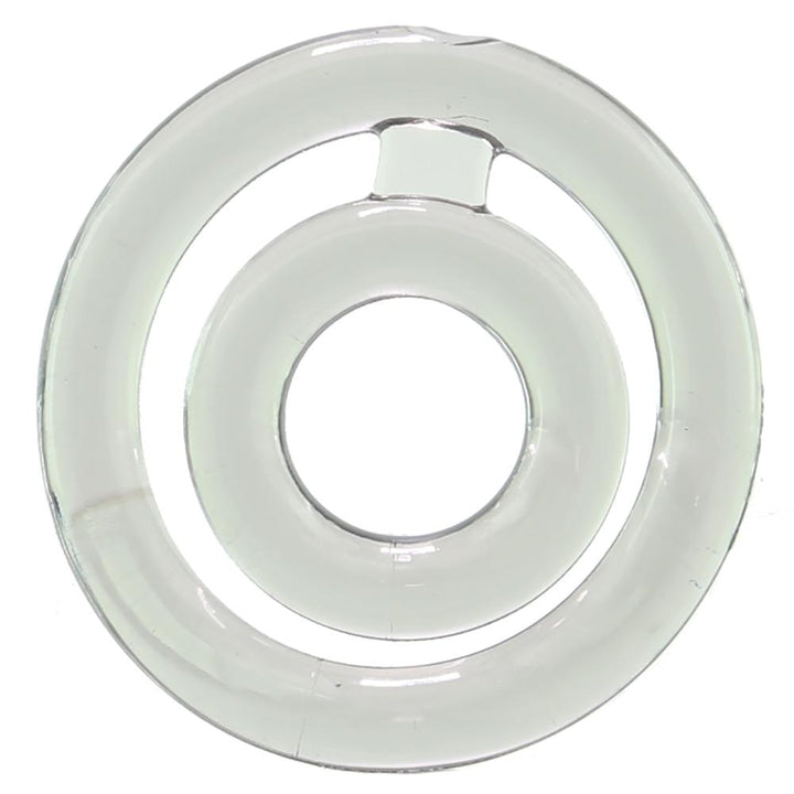 Zero Tolerance Bullseye clear double-loop cock ring, front view showing concentric ring design