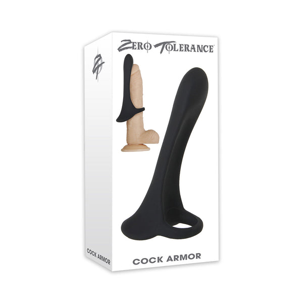 Zero Tolerance Cock Armor packaging showing product and illustrated fit guide on white box