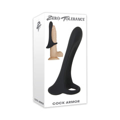 Zero Tolerance Cock Armor packaging showing product and illustrated fit guide on white box